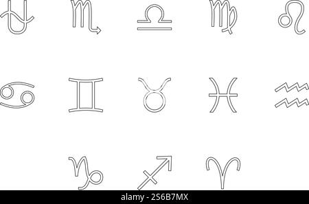 Illustration vectorielle de style de contour de couleur noire de symbole de zodiaque. Image de style de contour de couleur noire de symbole du zodiaque Illustration de Vecteur