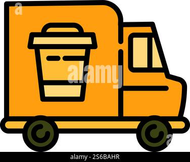 Icône de camion de tasse à café. Icône vectorielle de camion de tasse de café pour la conception de Web isolé sur fond blanc. Icône de camion de tasse à café, style de contour Illustration de Vecteur