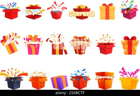 Icônes surprise définies. Ensemble de dessins animés d'icônes vectorielles surprise pour la conception de sites Web. Icônes surprise définies, style de dessin animé Illustration de Vecteur