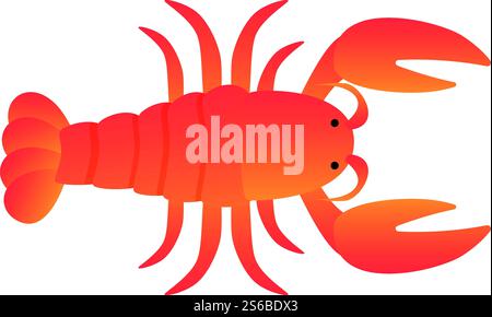 Icône homard vue de dessus. Dessin animé de l'icône de vecteur de homard vue de dessus pour la conception de Web isolé sur fond blanc. Icône de homard vue de dessus, style de dessin animé Illustration de Vecteur