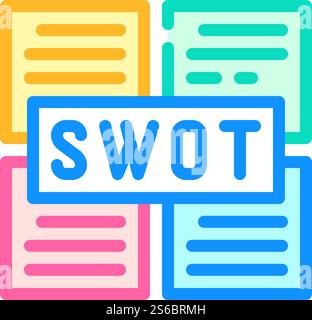 vecteur d'icône de couleur d'analyse swot. signe d'analyse swot. illustration de symbole isolé. illustration vectorielle d'icône de couleur d'analyse swot Illustration de Vecteur