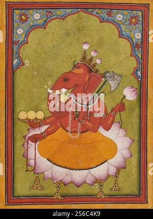 Ganesha Basohli miniature vers 1730 Dubost p73. Banque D'Images