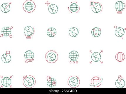 Symboles globe. Symboles de la terre de voyage du monde des icônes colorées de la carte de vecteur d'affaires. Géographie mondiale, illustration de la sphère de la planète Terre. Symboles globe. Symboles de la terre de voyage du monde des icônes colorées de la carte de vecteur d'affaires Illustration de Vecteur