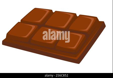 Barre de chocolat vecteur d'aliments sucrés plat isolé production de dessert ingrédients de fèves de cacao, chocolat noir ou lait sort confiserie Suisse produit snack ou traiter recette culinaire ou ingrédient de cuisine. Dessert barre de chocolat plat isolé de nourriture sucrée Illustration de Vecteur