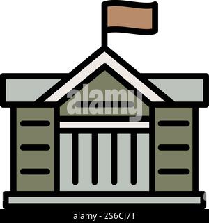 Icône drapeau du palais de justice. Icône vectorielle de drapeau de palais de justice pour la conception de Web isolé sur fond blanc. Icône de drapeau de palais de justice, style de contour Illustration de Vecteur