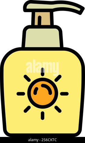 Icône distributeur de crème solaire. Icône vectorielle de distributeur de crème solaire de contour pour la conception de Web isolé sur fond blanc. Icône de distributeur de crème solaire, style de contour Illustration de Vecteur