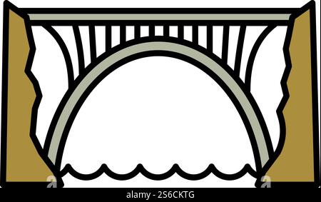 Icône de pont Skyline. Icône vectorielle de pont de ligne d'horizon pour la conception Web isolé sur fond blanc. Icône de pont Skyline, style de contour Illustration de Vecteur