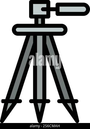 Icône de trépied d'appareil photo. Icône vectorielle de trépied de caméra de contour pour la conception Web isolé sur fond blanc. Icône de trépied d'appareil photo, style de contour Illustration de Vecteur