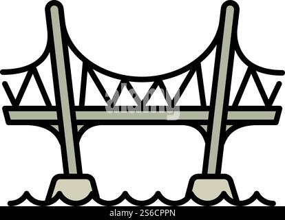 Icône pont aqueduc. Icône vectorielle de pont d'aqueduc de contour pour la conception de Web isolé sur fond blanc. Icône de pont d'aqueduc, style de contour Illustration de Vecteur