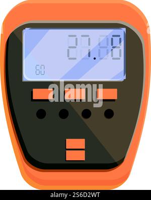 Icône du thermomètre numérique de la balance. Dessin animé de l'icône de vecteur de thermomètre numérique à l'échelle pour la conception de Web isolé sur fond blanc. Icône de thermomètre numérique à l'échelle, style de dessin animé Illustration de Vecteur