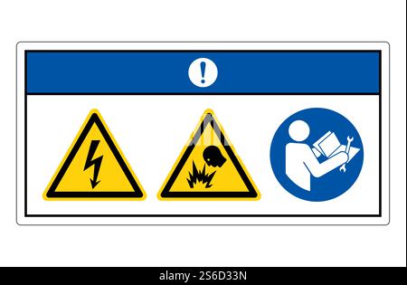 Remarquez le symbole de risque d'électrocution sur fond blanc Illustration de Vecteur