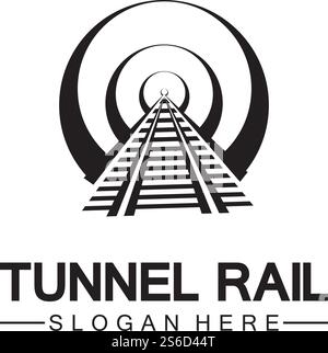 Modèle de conception de vecteur icône de rail avec logo de tunnel Illustration de Vecteur