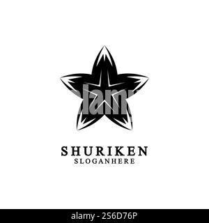 ninja shuriken icône solide noir design moderne, isolé sur fond blanc. style plat pour modèle de conception graphique. Convient pour logo, web, UI, application mobile. illustration vectorielle Illustration de Vecteur