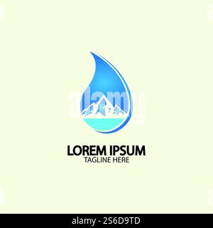 Goutte d'eau avec icône de rivière montagneuse logo illustration vectorielle pour illustration du stock commercial de l'eau Illustration de Vecteur