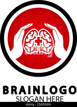 Conception du logo du cerveau vecteur de concept, Santé logo Brain Pulse, vecteur de modèle de logo Brain Care Illustration de Vecteur