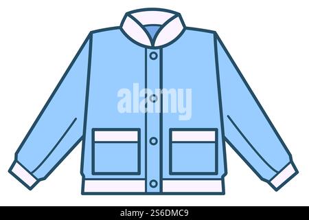 Chemise ou veste en Jean pour les garçons, icône isolée des vêtements élégants pour les enfants. Stockez avec des tenues à la mode et à la mode. Porter costume adorable avec poche et boutons. Dessus textile, vecteur en plat. Veste ou chemise pour garçons, magasin de vêtements pour enfants Illustration de Vecteur