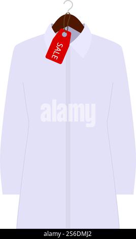 Chemisier sur cintre avec étiquette de solde. Conception couleur plate. Illustration vectorielle. Illustration de Vecteur
