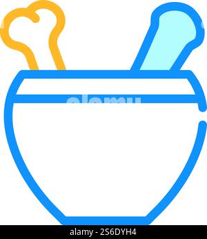 mortier avec vecteur d'icône de couleur d'os. mortier avec signe osseux. illustration de symbole isolé. mortier avec illustration vectorielle d'icône de couleur d'os Illustration de Vecteur