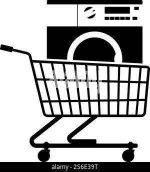 Panier avec icône lave-linge. Motif de glyphe noir. Illustration vectorielle. Illustration de Vecteur