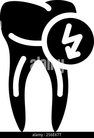 vecteur d'icône de glyphe ache de coupe de dent. signe de douleur de coupe de dent. illustration noire du symbole de contour isolé. illustration vectorielle d'icône de glyphe d'ache de coupe de dent Illustration de Vecteur