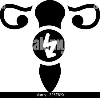 vecteur d'icône de glyphe ache de coupe d'utérus. signe de douleur de coupe de l'utérus. illustration noire du symbole de contour isolé. illustration vectorielle d'icône de glyphe ache de coupe d'utérus Illustration de Vecteur