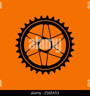 Icône de l'étoile de l'équipement de vélo. Noir sur fond orange. Illustration vectorielle. Illustration de Vecteur