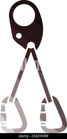 Icône du système d'auto-sauvetage alpiniste. Échelle de couleur plate. Illustration vectorielle. Illustration de Vecteur