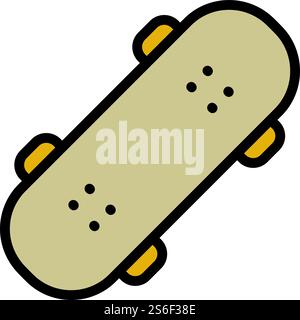 Icône de planche à roulettes en bois. Icône vectorielle de planche à roulettes plane en bois pour la conception de Web isolé sur fond blanc. Icône de planche à roulettes plane en bois, style de contour Illustration de Vecteur