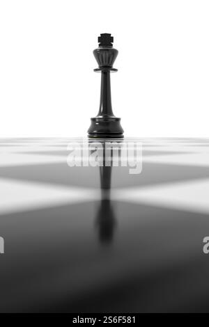 illustration 3d d'un roi noir sur un échiquier Banque D'Images
