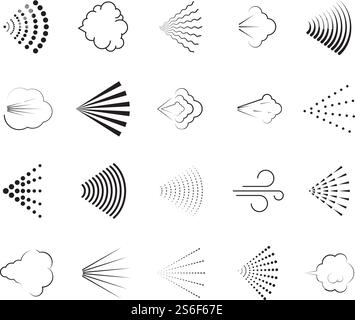 Symboles de pulvérisation. Jeu d'icônes vectorielles de déodorant de douche de pulvérisation de vapeur de buse de gaz d'eau. Déodorant de spray capillaire nuage, illustration de spray fluide. Symboles de pulvérisation. Jeu d'icônes vectorielles de déodorant de douche de pulvérisation de vapeur de buse de gaz d'eau Illustration de Vecteur