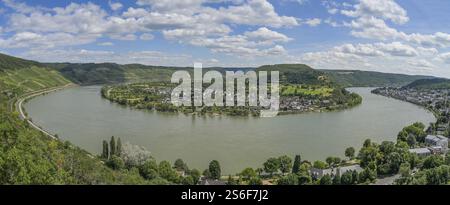 Courbe du Rhin, vue de Gedeonseck Rheinblick, Boppard, Rhénanie-Palatinat, Allemagne, Europe Banque D'Images