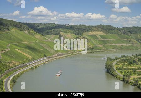 Partie de la courbe du Rhin, vue de Gedeonseck Rheinblick, Boppard, Rhénanie-Palatinat, Allemagne, Europe Banque D'Images