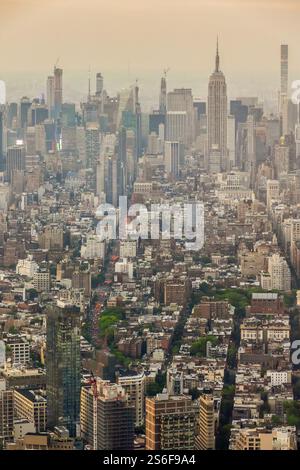 Une image de Manhattan New York vue d'en haut avec l'Empire State Building Banque D'Images