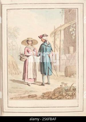 Fille du Piémont, feuille de 'Une collection de robes par David Allan principalement de la nature' - David Allan Banque D'Images