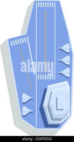 Icône de vue de dessus de porte-avions. Dessin animé de l'icône de vecteur de vue de dessus de porte-avions pour la conception de Web isolé sur fond blanc. Icône de vue de dessus de porte-avions, style de dessin animé Illustration de Vecteur