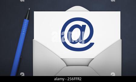 Illustration 3d d'une enveloppe avec un e-mail Inscription Banque D'Images