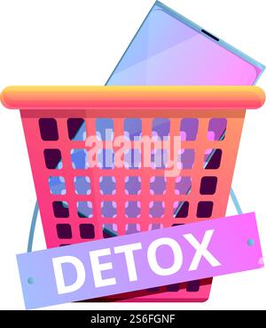 Icône du panier de désintoxication numérique. Dessin animé de l'icône de vecteur de panier de désintoxication numérique pour la conception Web isolé sur fond blanc. Icône de panier de désintoxication numérique, style de dessin animé Illustration de Vecteur