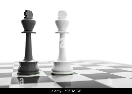 3d illustration de deux rois sur un échiquier Banque D'Images