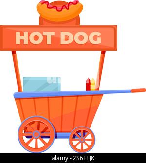 Icône de voiture de rue hot-dog. Dessin animé de l'icône vectorielle de voiture de rue hot dog pour la conception de Web isolé sur fond blanc. Icône de voiture de rue Hot dog, style de dessin animé Illustration de Vecteur