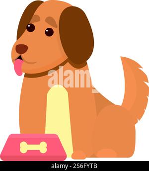 Icône de nourriture pour chien en attente ludique. Dessin animé de l'icône de vecteur de nourriture en attente de chien ludique pour la conception de Web isolé sur fond blanc. Icône de nourriture en attente de chien ludique, style de bande dessinée Illustration de Vecteur