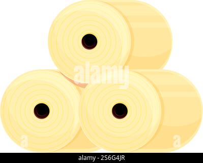 Icône de production de papier empilé en rouleau. Dessin animé de l'icône de vecteur de production de papier de pile de rouleau pour la conception de Web isolé sur fond blanc. Icône de production de papier de pile de rouleau, style de bande dessinée Illustration de Vecteur