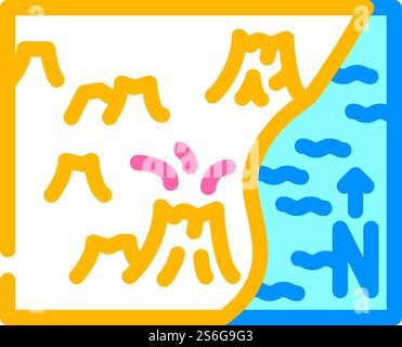 vecteur d'icône de couleur de carte volcano. panneau de carte du volcan. illustration de symbole isolé. couleur d'illustration vectorielle de l'icône de la carte volcano Illustration de Vecteur