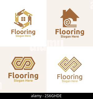 Logo parquet pour parquet bois ou vinyle Granite bois de feuillus titre Vector Design Illustration de Vecteur