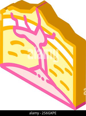 vecteur d'icône isométrique du processus de formation du volcan. signe de processus de formation de volcans. illustration de symbole isolé. illustration vectorielle d'icône isométrique du processus de formation du volcan Illustration de Vecteur