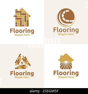 Logo parquet pour parquet bois ou vinyle Granite bois de feuillus titre Vector Design Illustration de Vecteur