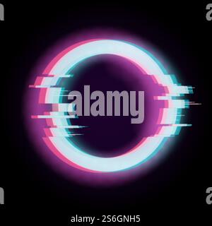 Effet de pépins. Forme déformée de cercle, élément de technologie numérique. Affiche futuriste, cadre détruit cassé. Illustration vectorielle d'interface cyber chaos. Effet pépin numérique déformé, rond brisé. Effet de pépins. Forme déformée de cercle, élément de technologie numérique. Affiche futuriste, cadre cassé ou détruit. Illustration vectorielle d'interface cyber chaos Illustration de Vecteur