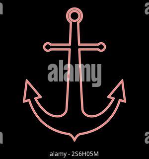Ancre marine néon C'est l'image lumineuse de style plat d'illustration vectorielle de couleur rouge. Ancre marine néon l'image de style plat d'illustration vectorielle de couleur rouge Illustration de Vecteur