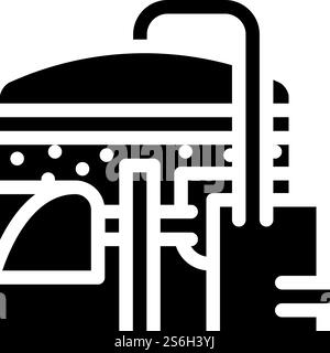 réservoir de méthane ou usine de biogaz, digesteur ou vecteur d'icône de glyphe de réacteur. panneau de réservoir de méthane ou d'usine de biogaz, de digesteur ou de réacteur. illustration noire du symbole de contour isolé. illustration vectorielle d'icône de glyphe de réservoir de méthane ou d'usine de biogaz, de digesteur ou de réacteur Illustration de Vecteur