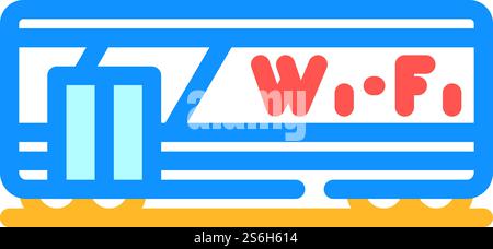 wagon avec vecteur d'icône de couleur wifi. wagon avec signe wifi. illustration de symbole isolé. wagon avec illustration vectorielle d'icône de couleur wifi Illustration de Vecteur