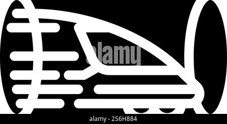 vecteur d'icône de glyphe ferroviaire hyperloop. enseigne de chemin de fer hyperloop. illustration noire du symbole de contour isolé. illustration vectorielle d'icône de glyphe ferroviaire hyperloop Illustration de Vecteur